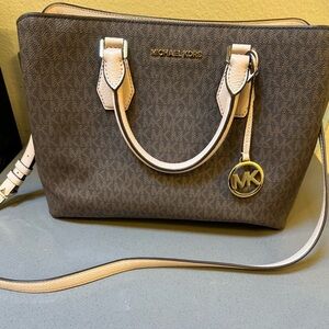 Michael Kors Camille Logo Large Satchel Brown/Pink